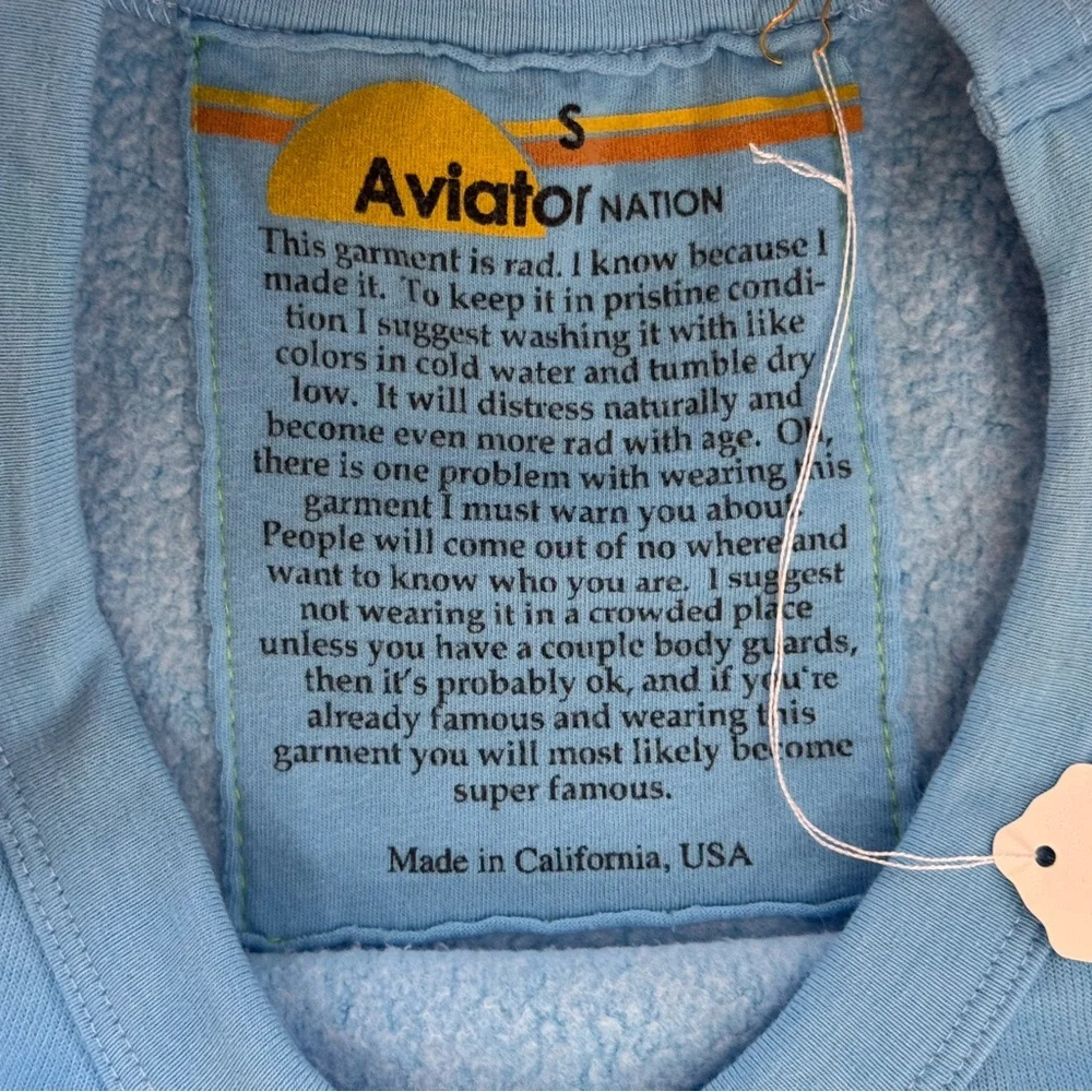 NWT AVIATOR NATION CREWNECK SWEATSHIRT NEON BOLT 5 STRIPES - Picture 5 of 14